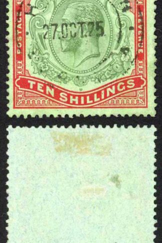 Bermuda SG92 10/- Script Green and Red on Pale Emerald Ex Ludington Cat 250