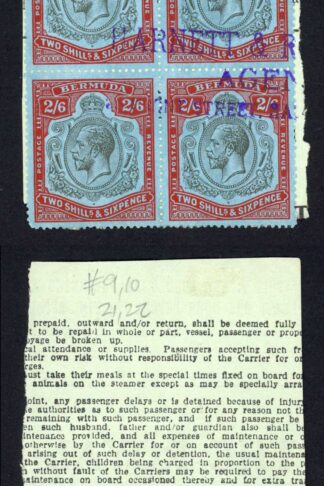 Bermuda SG89d 2/6 Block Fiscal Cancel Top Left Stamp with Breck though Scroll