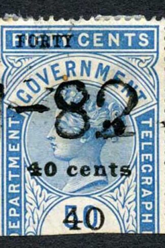 Ceylon Telegraphs SGT42 40c on 50c Blue Used Two Months Early Cat 26