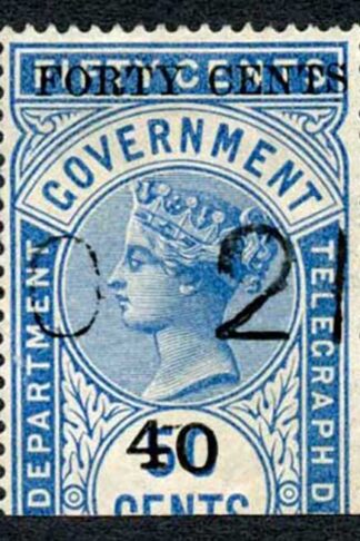 Ceylon Telegraphs SGT45 40c on 50c Blue Type T40 Cat 5