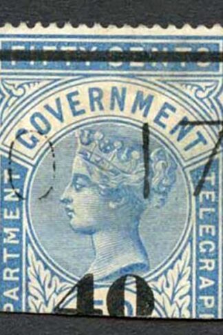 Ceylon Telegraphs SGT46 40c on 50c Blue Type T41 Cat 5