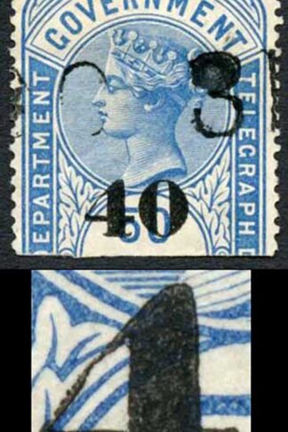 Ceylon Telegraphs SGT46Var 40c on 50c Blue Defect on 4 of 40