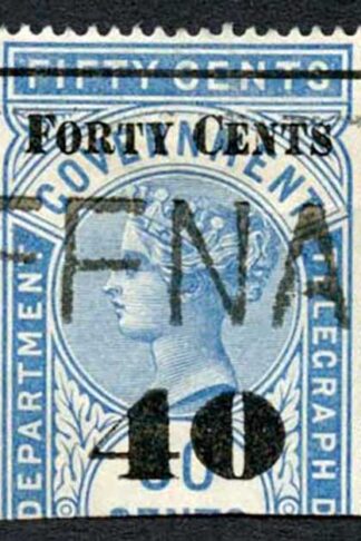 Ceylon Telegraphs SGT49 40c on 50c Blue Type T44 Cat 5
