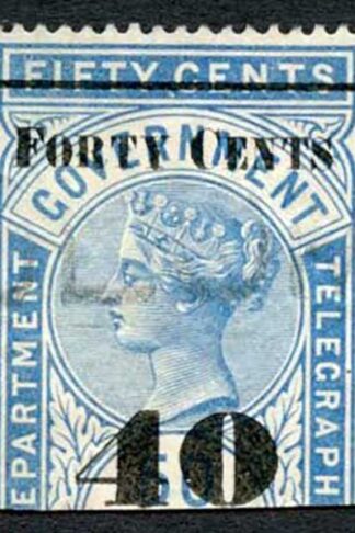Ceylon Telegraphs SGT49 40c on 50c Blue Type T44 Cat 5
