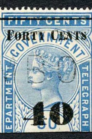 Ceylon Telegraphs SGT49 40c on 50c Blue Type T44 Cat 5