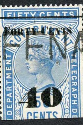 Ceylon Telegraphs SGT49 40c on 50c Blue Type T44 Cat 5