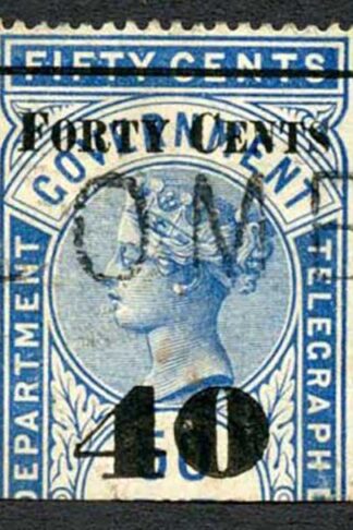 Ceylon Telegraphs SGT49 40c on 50c Blue Type T44 Cat 5