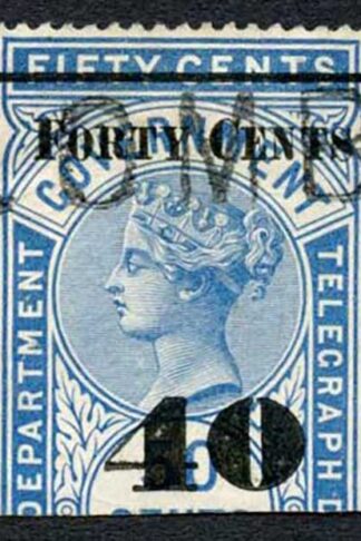 Ceylon Telegraphs SGT49 40c on 50c Blue Type T44 Cat 5