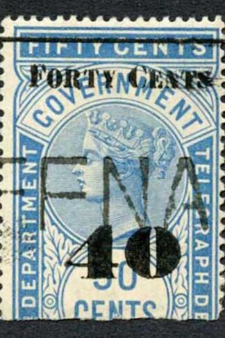 Ceylon Telegraphs SGT49 40c on 50c Blue Type T44 Cat 5