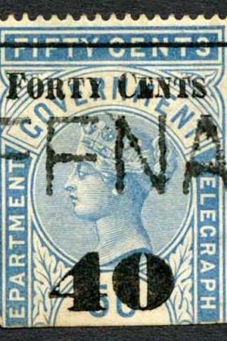 Ceylon Telegraphs SGT49 40c on 50c Blue Type T44 Cat 5