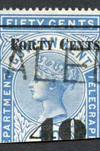Ceylon Telegraphs SGT49 40c on 50c Blue Type T44 Cat 5