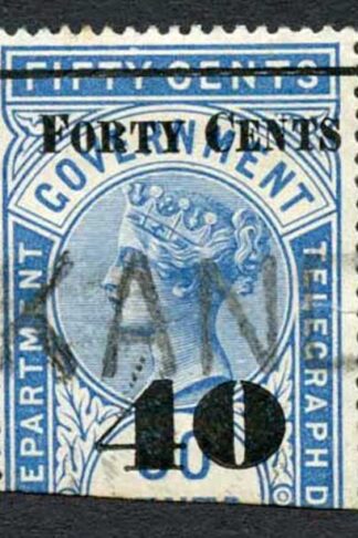 Ceylon Telegraphs SGT49 40c on 50c Blue Type T44 Cat 5