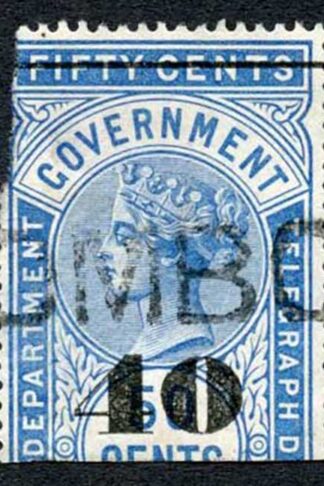 Ceylon Telegraphs SGT50 40c on 50c Blue Type T45 cat 9