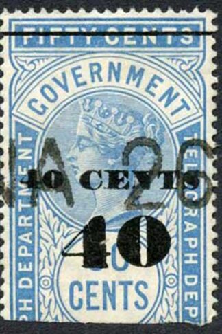 Ceylon Telegraphs SGT47 40c on 50c Blue Type T42 Cat 5