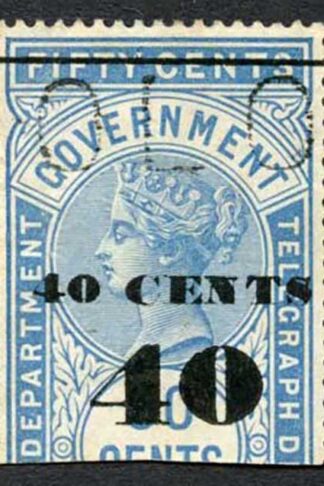 Ceylon Telegraphs SGT47 40c on 50c Blue Type T42 Cat 5
