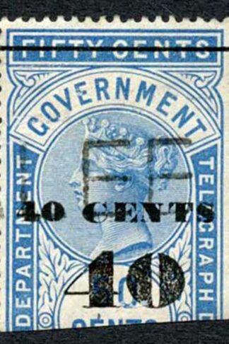 Ceylon Telegraphs SGT47 40c on 50c Blue Type T42 Cat 5