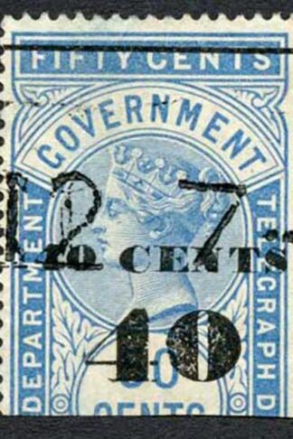 Ceylon Telegraphs SGT47 40c on 50c Blue Type T42 Cat 5