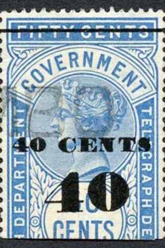 Ceylon Telegraphs SGT47 40c on 50c Blue Type T42 Cat 5