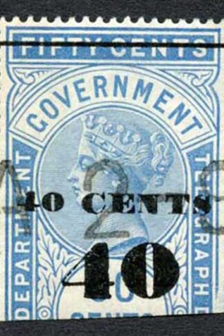 Ceylon Telegraphs SGT47 40c on 50c Blue Type T42 Cat 5