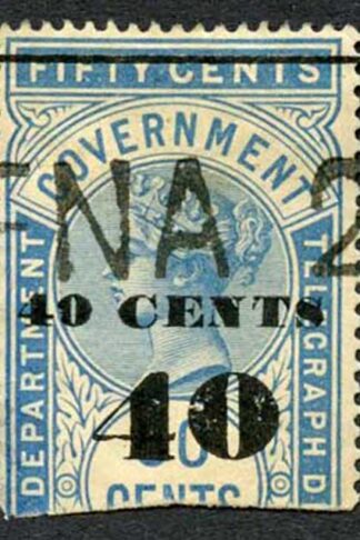 Ceylon Telegraphs SGT47 40c on 50c Blue Type T42 Cat 5