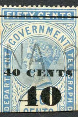 Ceylon Telegraphs SGT47 40c on 50c Blue Type T42 Cat 5