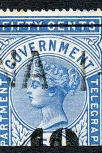 Ceylon Telegraphs SGT48 40c on 50C Blue Type T43 Cat 4