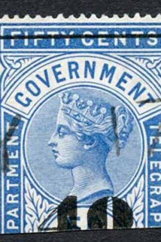 Ceylon Telegraphs SGT48 40c on 50C Blue Type T43 Cat 4