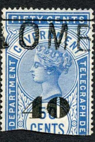 Ceylon Telegraphs SGT48 40c on 50C Blue Type T43 Cat 4