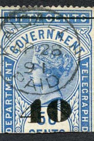 Ceylon Telegraphs SGT48 40c on 50C Blue Type T43 Cat 4