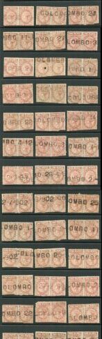 Ceylon Telegraphs SGT139/47 Collection of De La Rue (427 inc 31 bottom halves)