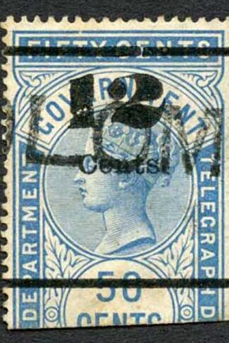 Ceylon Telegraph SGT26 12c on 50c Blue Type T20 only 6000 printed