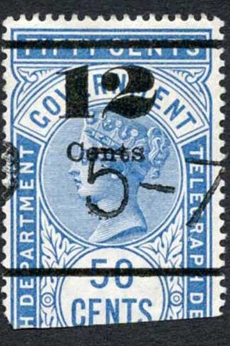 Ceylon Telegraph SGT26 12c on 50c Blue Type T20 only 6000 printed