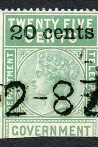 Ceylon Telegraph SGT28 20c on 25c Green Type T23 only 7000 printed