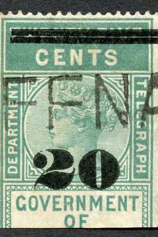 Ceylon Telegraph SGT29 20c on 25c Green Type T24 only 6000 printed