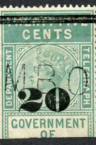 Ceylon Telegraph SGT29 20c on 25c Green Type T24 only 6000 printed