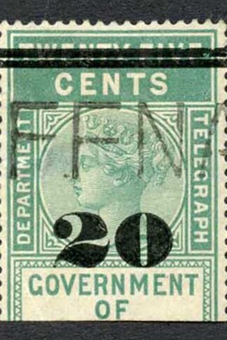 Ceylon Telegraph SGT29 20c on 25c Green Type T24 only 6000 printed