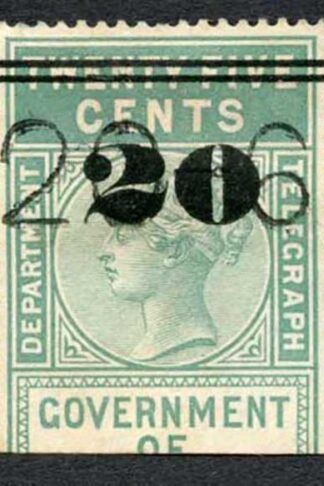 Ceylon Telegraph SGT30 20c on 25c Green Type T25 only 4000 printed