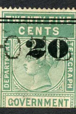 Ceylon Telegraph SGT30 20c on 25c Green Type T25 only 4000 printed
