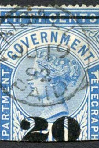 Ceylon Telegraph SGT36 20c on 50c Blue Type T31 Cat 5.50 pounds