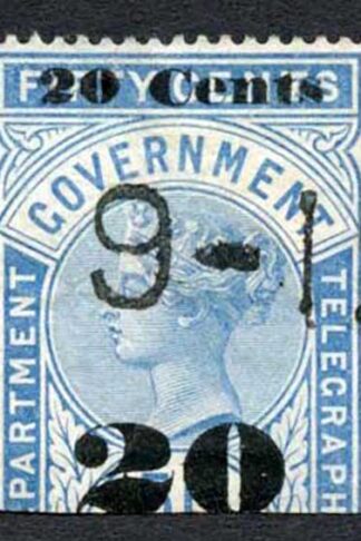 Ceylon Telegraph SGT34 20c on 50c Blue Type T29 Only 8000 printed