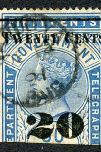 Ceylon Telegraph SGT35 20c on 50c Blue Type T30