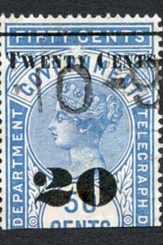 Ceylon Telegraph SGT35 20c on 50c Blue Type T30
