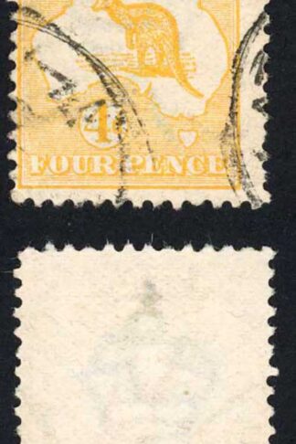 Australia SG6a 4d Orange-yellow Die II Kangaroo wmk 1st Crown Cat 85