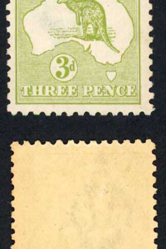 Australia SG37b 3d Olive-green Die I Kangaroo wmk 3rd Crown M/M (lightly toned)