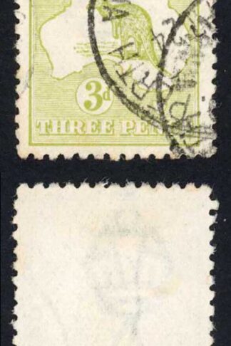 Australia SG37e 3d Light Olive Die IIB Kangaroo wmk 3rd Crown CDS used