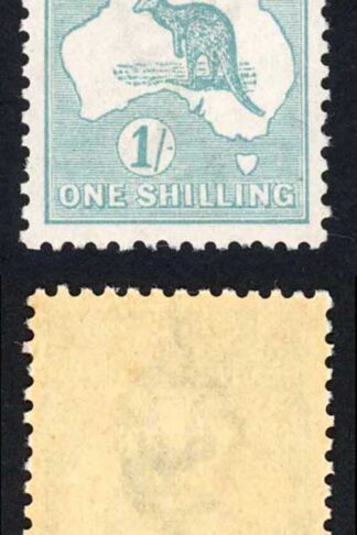 Australia SG40 1/- Blue-green Die II Kangaroo wmk 3rd Crown M/M (lightly toned)