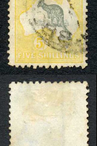 Australia SG42 5/- Grey and Yellow Kangaroo wmk 3rd Crown Cat 110