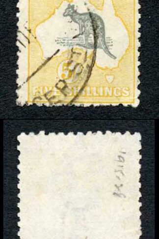 Australia SG42b 5/- Grey and Deep Yellow Kangaroo wmk 3rd Crown Cat 130