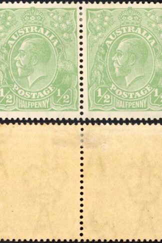 Australia SG48a Thin 1 in Fraction in Pair KGV Head Wmk 3rd Crown (Mult) M/M