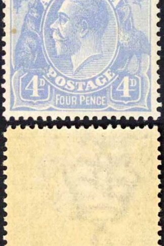 Australia SG65 4d Ultramarine KGV Head Wmk 2nd Crown U/M Brown mark at left